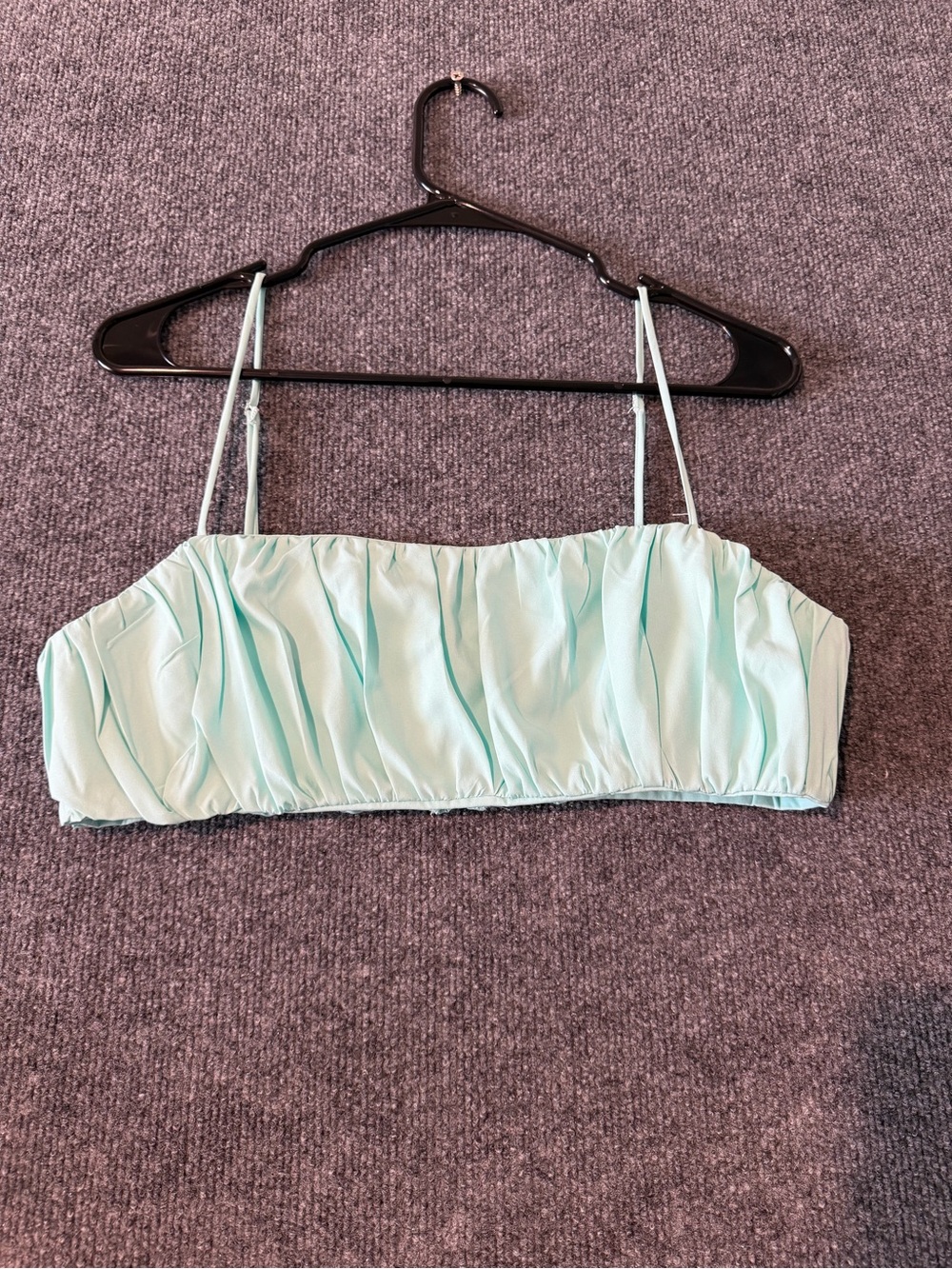 Saints & Secrets Mint Ruched Bandeau Crop Top with Thin Straps